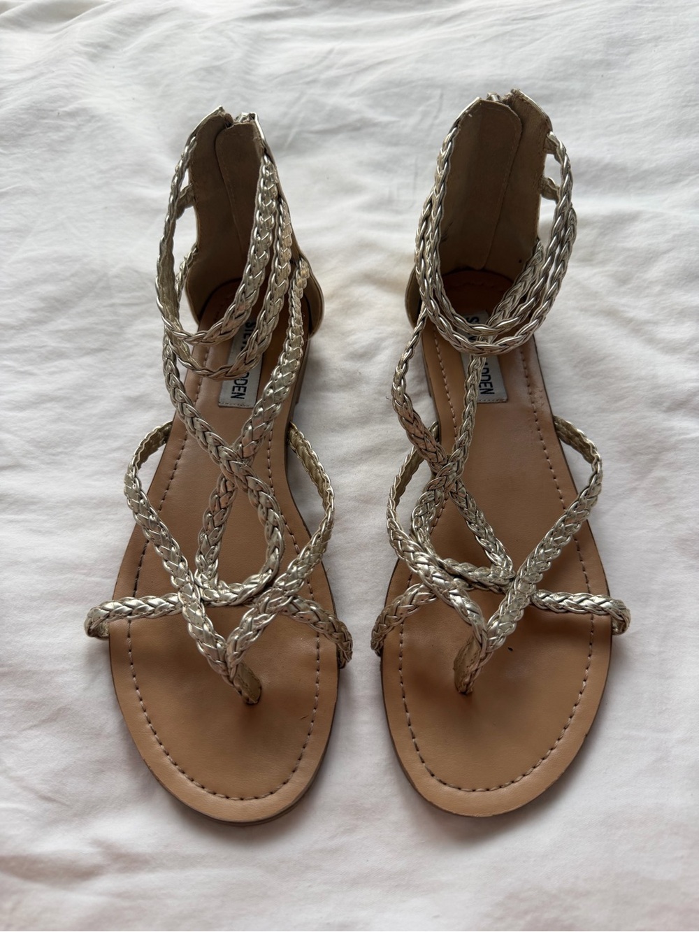 Steve Madden Kammila Gold Braided Strappy Gladiator Sandals Size 7M